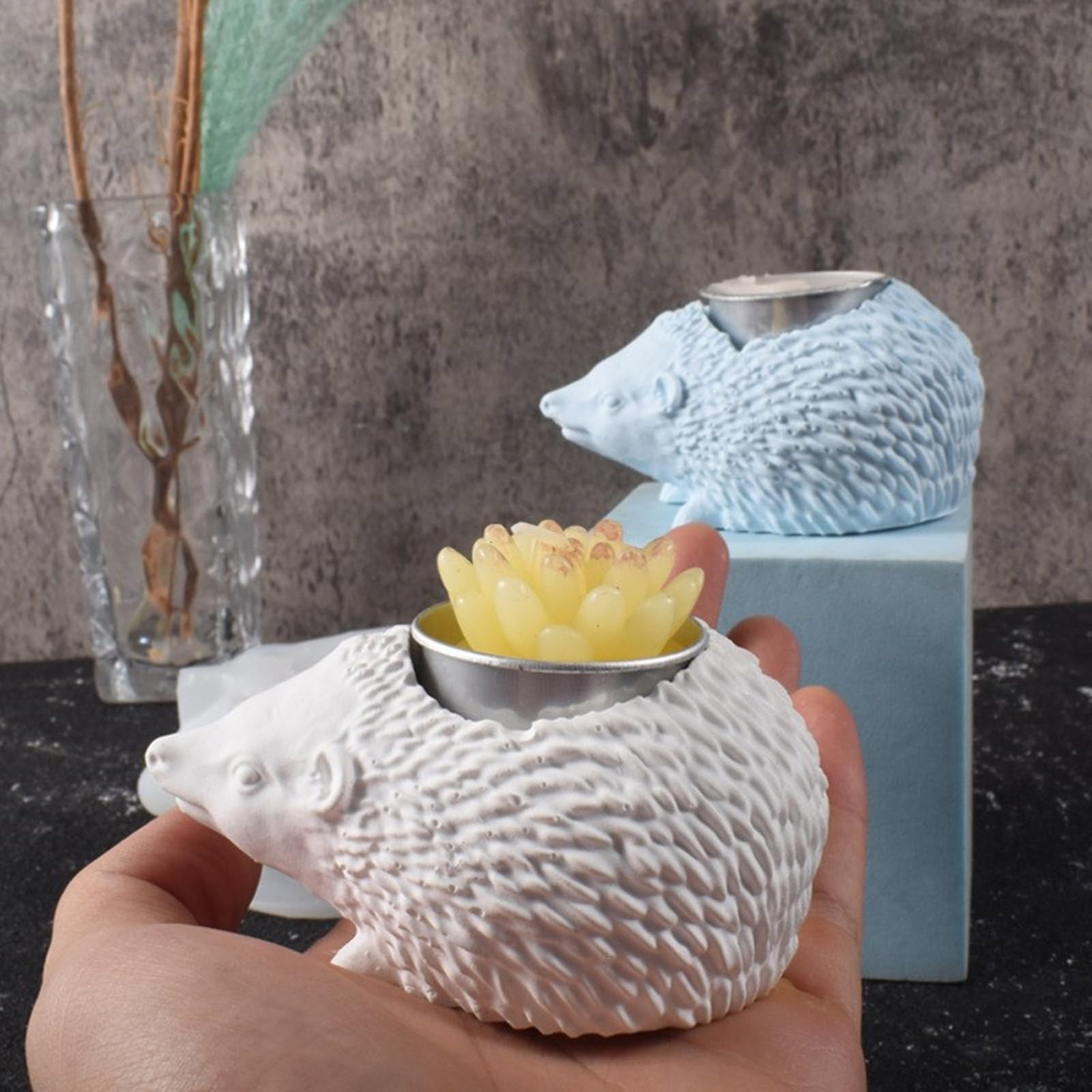 Amazon.co.jp: SPONGL キャンドルホルダー型、ハリネズミ型樹脂型